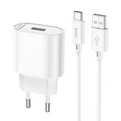 Сетевое зарядное устройство Hoco C109A QC3.0 белое + кабель USB to Type-C. Complektuha