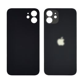 Заднее стекло корпуса для Apple iPhone 12 чёрное Black (Big hole). Complektuha