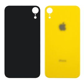Заднее стекло корпуса для Apple iPhone XR желтое (Yellow) (Big hole). Complektuha