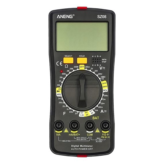 Мультиметр цифровой  Aneng SZ08 с функцией BAT, с детектором скритой проводки (струм до 10A) фото 2. Complektuha