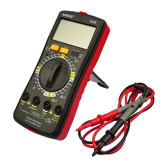 Мультиметр цифровой  Aneng SZ08 с функцией BAT, с детектором скритой проводки (струм до 10A). Complektuha