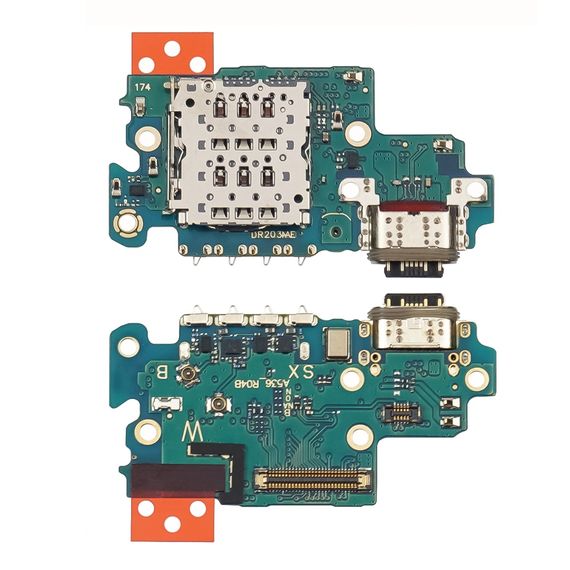 Разъем зарядки для Samsung A536 Galaxy A53 на плате с микрофоном и компонентами. Complektuha