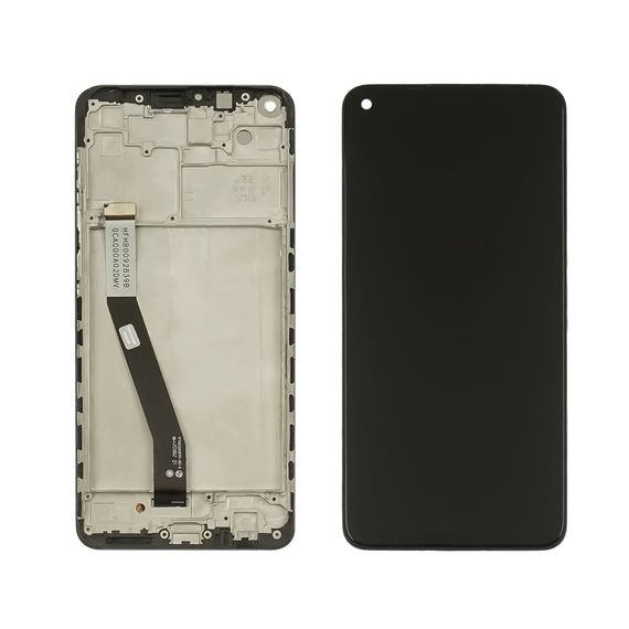 Дисплей для Xiaomi Redmi Note 9 с чёрным тачскрином и корпусной рамкой Service Pack фото 1. Complektuha
