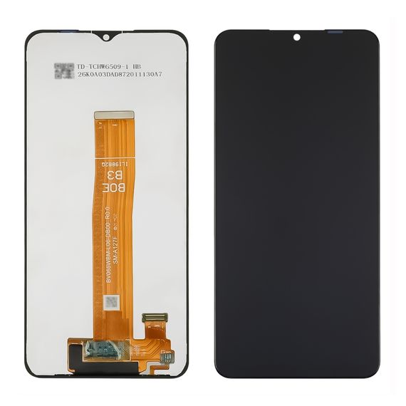 Дисплей для Samsung A127F Galaxy A12S (2021) (BOE B3 yellow flex) с чёрным тачскрином Service Pack фото 1. Complektuha