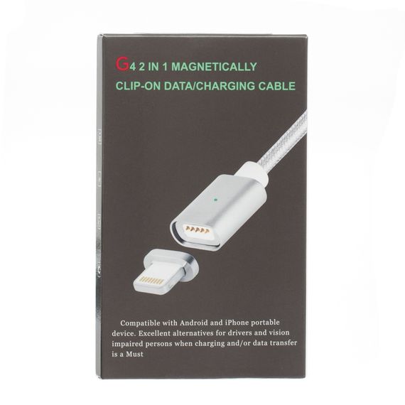 USB кабель магнитный  Clip-On Lightning стальной. Complektuha