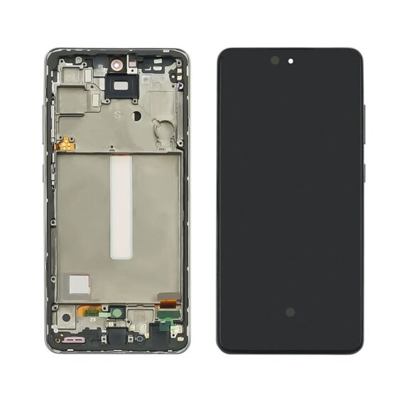 Дисплей для Samsung A525 Galaxy A52 (2020) полноразмерный с  серебристой корпусной рамкой OLED. Complektuha