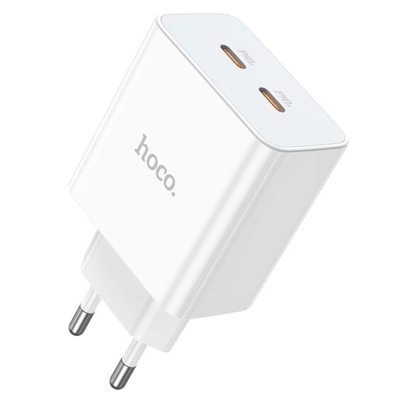 Сетевое зарядное устройство Hoco C108A 2 Type-C PD 35W белое фото 2. Complektuha