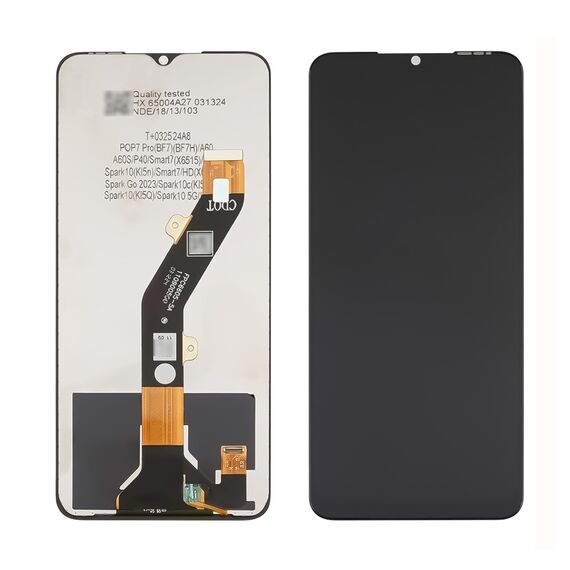 Дисплей для TECNO Spark 10C (KI5k) с чёрным тачскрином. Complektuha
