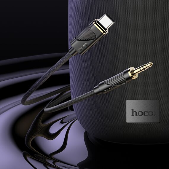 Кабель AUX Hoco  UPA30 Type-C to Jack 3.5 1m black фото 2. Complektuha
