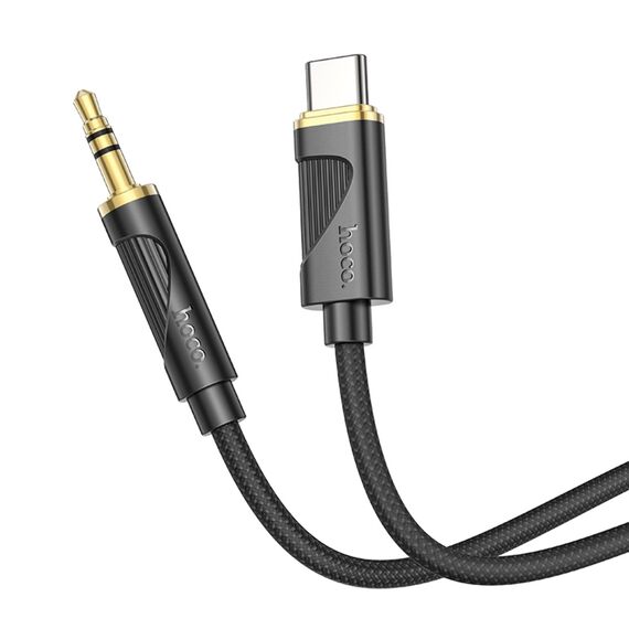 Кабель AUX Hoco  UPA30 Type-C to Jack 3.5 1m black. Complektuha