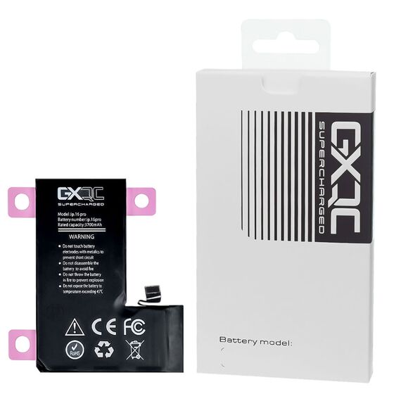 Аккумулятор GXQC Supercharged для Apple iPhone 16 Pro IC HC, усиленный (3700 mAh) Service Pack. Complektuha