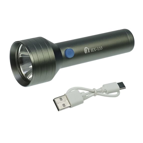Фонарик аккумуляторный LED  Hongxin HX133 210 lm, металлический, 800 mAh, Type-C, grey фото 1. Complektuha