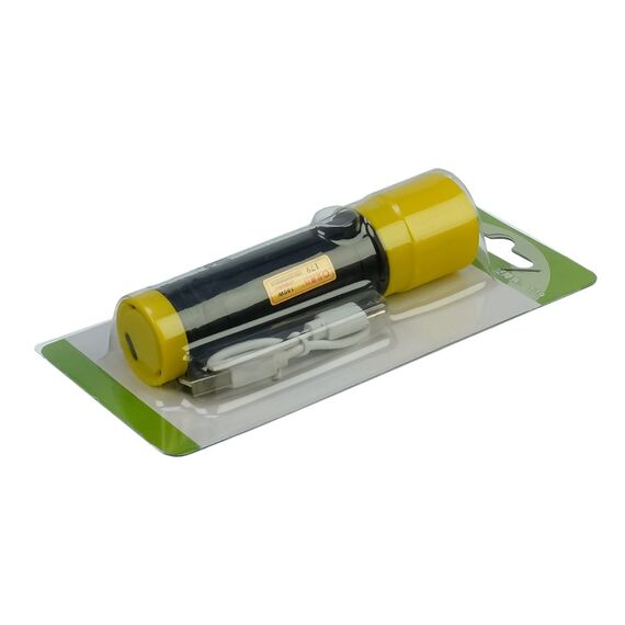 Фонарик аккумуляторный LED COB  Kongjiangbing KJB-179 140 lm, с боковой подсветкой 300 mAh, Type-C, yellow black фото 1. Complektuha