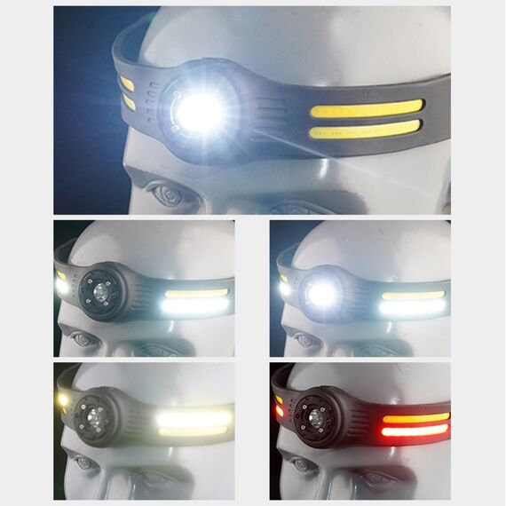 Фонарик аккумуляторный LED COB  T134 XPE, налобный, 300 lm, встроенный аккумулятор 700 mAh, Type-C, 6 режимов, black фото 6. Complektuha