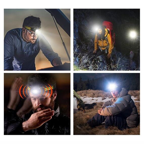 Фонарик аккумуляторный LED COB  T134 XPE, налобный, 300 lm, встроенный аккумулятор 700 mAh, Type-C, 6 режимов, black фото 7. Complektuha