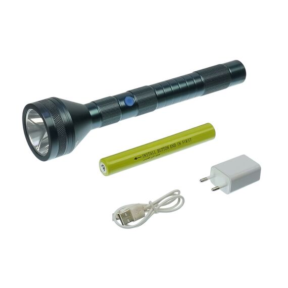 Фонарик аккумуляторный LED  Geepas GFL-3805N 1000 lm, металлический, 2400 mAh, Type-C,  grey фото 1. Complektuha