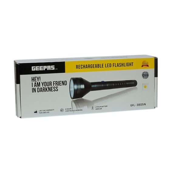 Фонарик аккумуляторный LED  Geepas GFL-3805N 1000 lm, металлический, 2400 mAh, Type-C,  grey фото 4. Complektuha