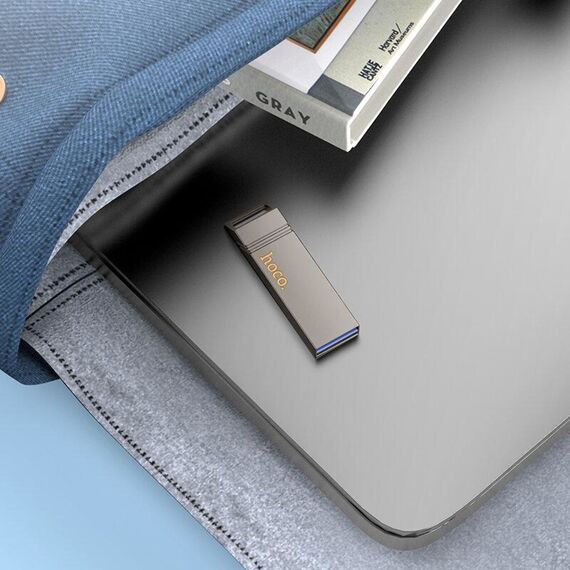 USB накопитель Hoco UD13 128GB USB 3.2 metal gray стальной фото 4. Complektuha