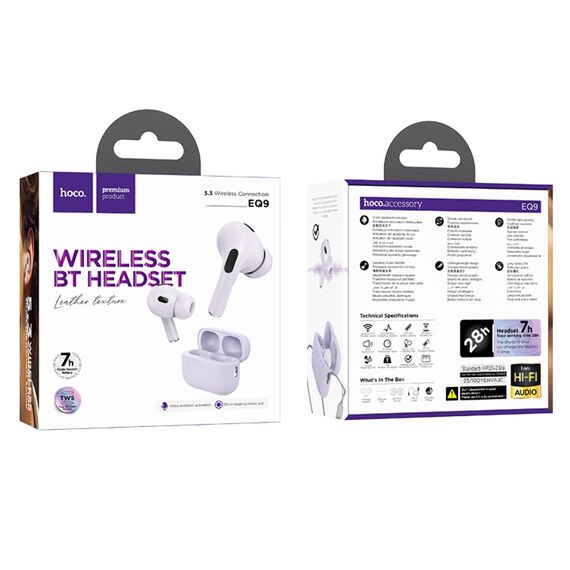 Беспроводные наушники Hoco EQ9 вакуумные purple фото 3. Complektuha