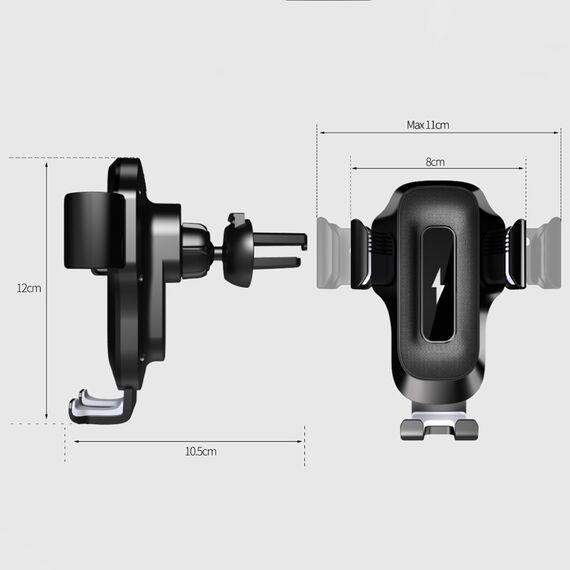 Автодержатель  X15 с беспровдной зарядкой 15W black фото 7. Complektuha