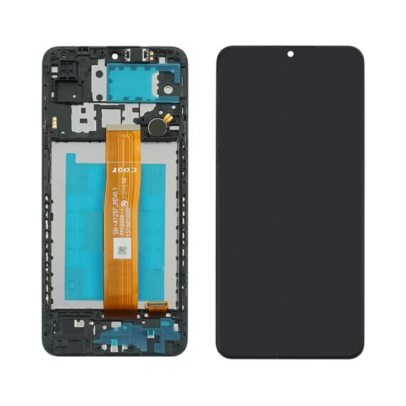 Дисплей для Samsung A125F Galaxy A12 з чорним тачскрином та корпусною рамкою GXQC Service Pack фото 1. Complektuha