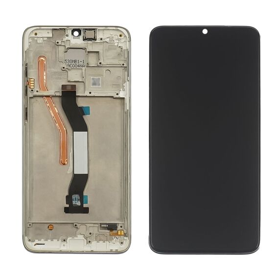 Дисплей для Xiaomi Redmi Note 8 Pro з чорним тачскрином та сріблястою корпусною рамкою GXQC Service Pack фото 1. Complektuha