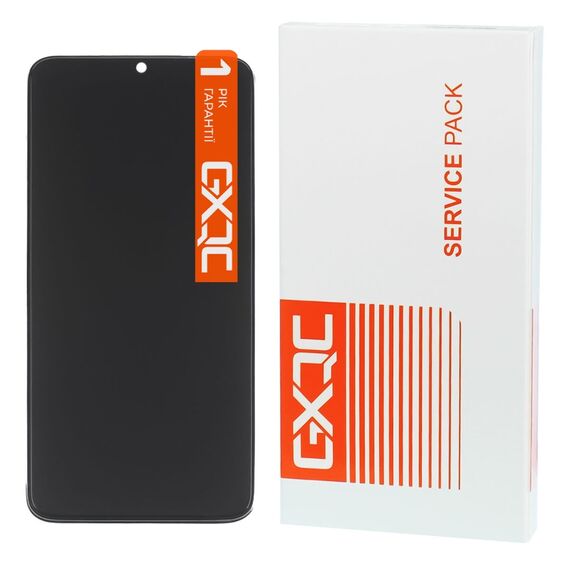 Дисплей для Xiaomi Redmi Note 8 Pro з чорним тачскрином та сріблястою корпусною рамкою GXQC Service Pack. Complektuha