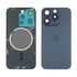 Заднее стекло корпуса для Apple iPhone 15 Pro Blue Titanium (синее) с рамкой и стеклом камеры. Complektuha